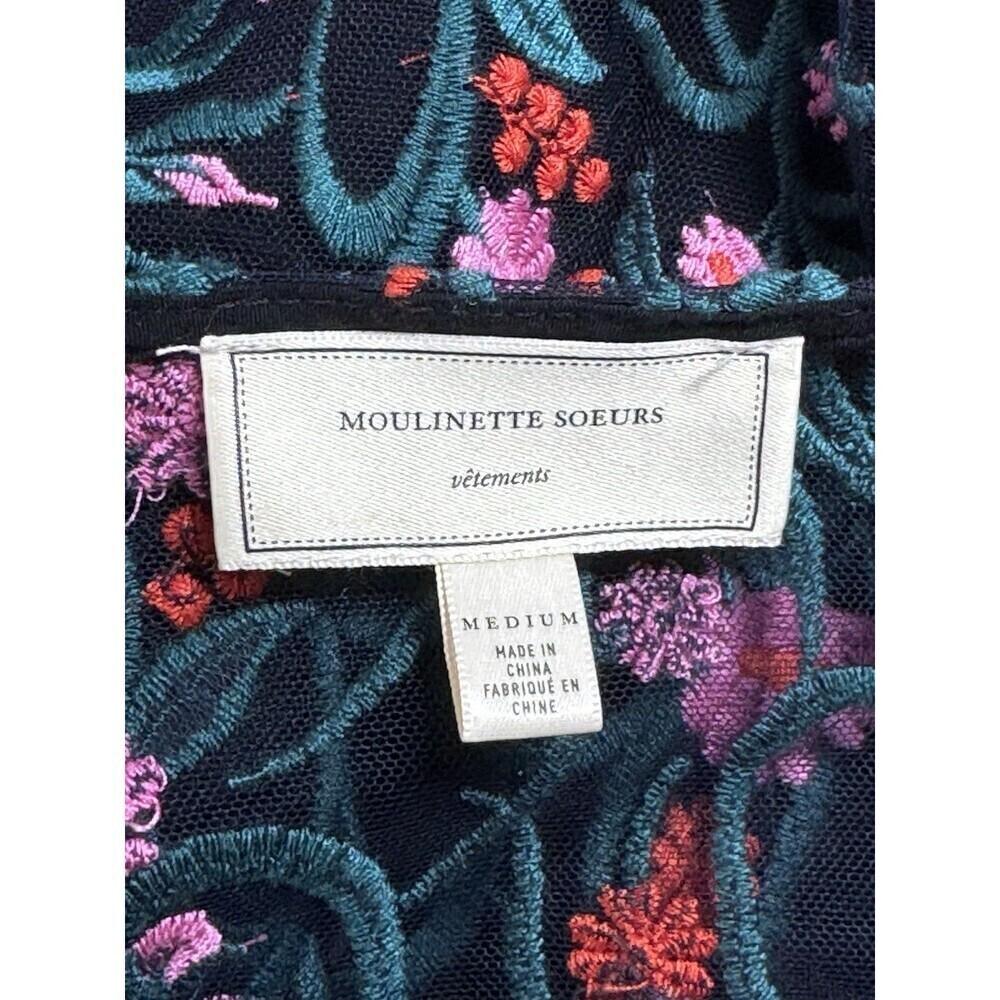 Anthropologie Moulinette Soeurs Flower Embroidered Summer Dress Size MEDIUM - Picture 10 of 11